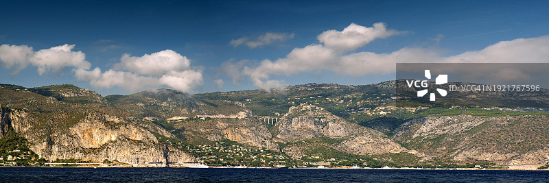 蓝色海岸全景，度假，旅行，地中海，埃兹，法国南部，法国，欧洲图片素材