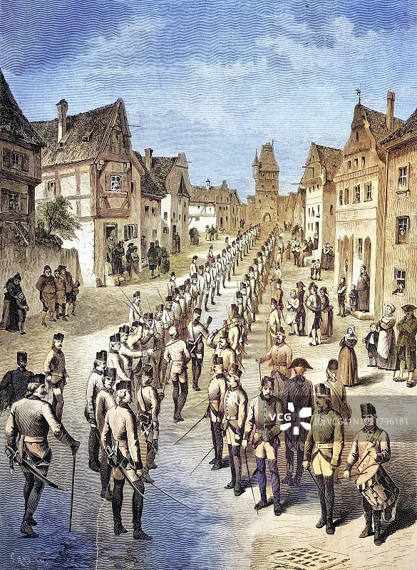 玛丽亚·特蕾西亚时期的奥地利军队体罚图片素材