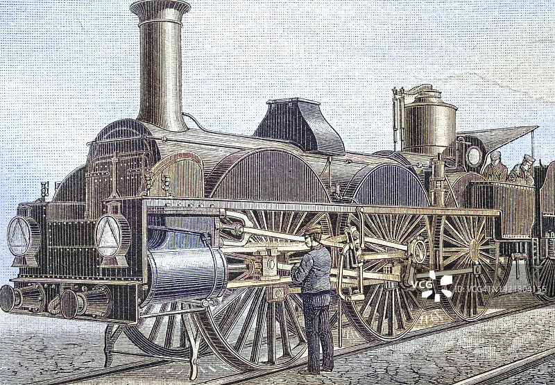 1885年巴西铁路机车老照片（数字化修复）图片素材