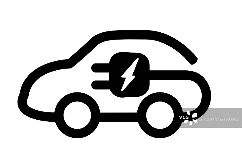 带插头图标的电动汽车标志，EV汽车图片素材