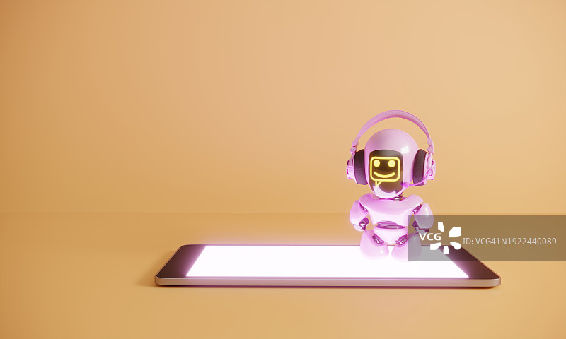 智能手机上的AI聊天机器人图片素材