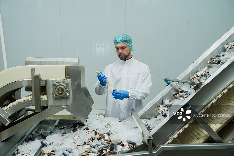 团队在工厂进行质量检验，并合作出口食品生产线。图片素材