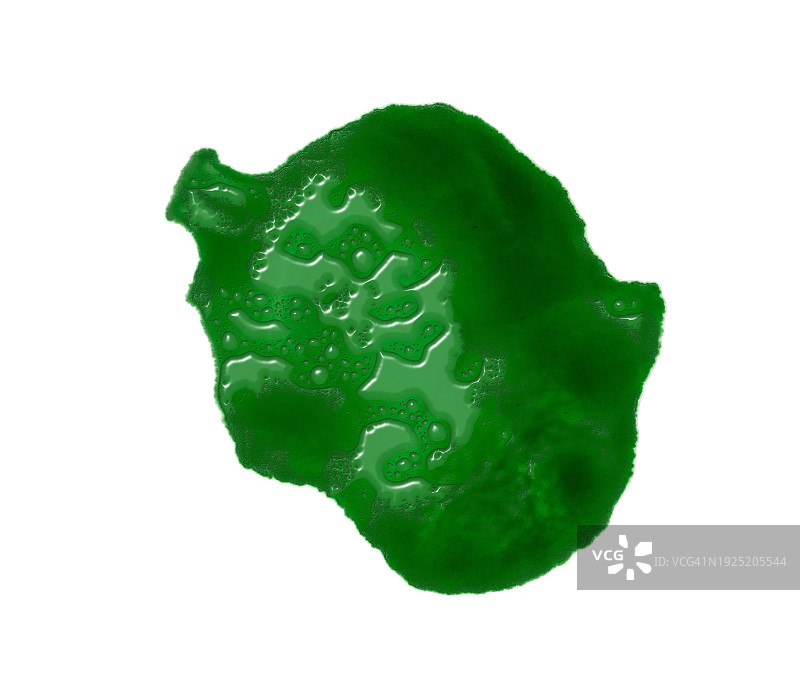 白色画布上的绿色颜料滴图片素材