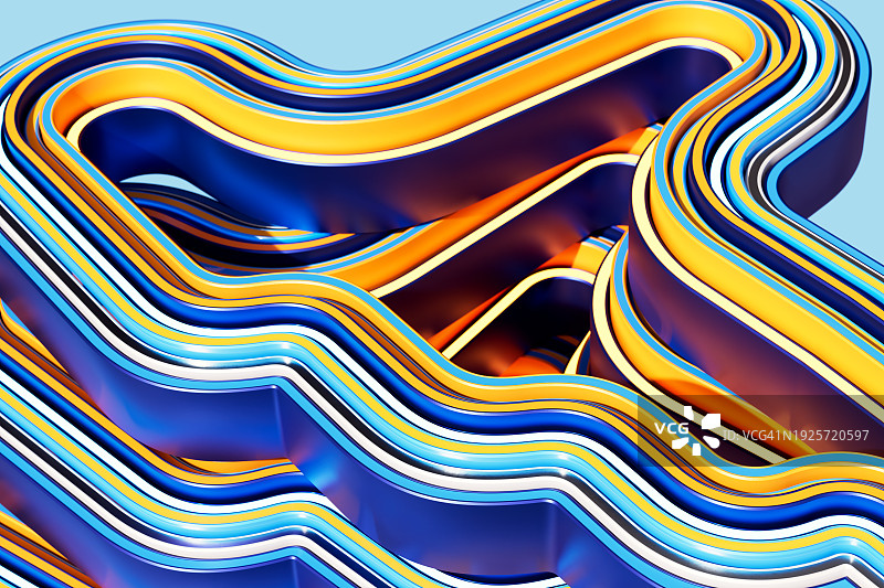 未来主义几何形状网络，连接云计算、大数据、金融科技和AI图片素材