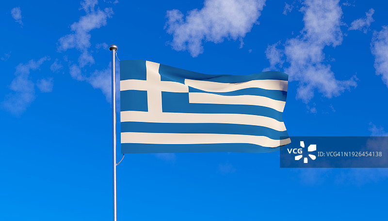 蓝色背景下的希腊国旗图片素材