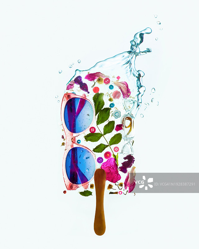 水中墨镜鲜花冰淇淋图片素材