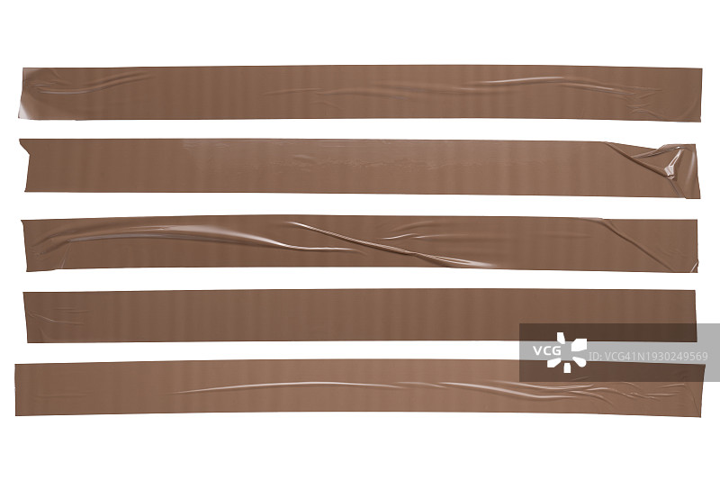 白色背景上的棕色胶带碎片图片素材