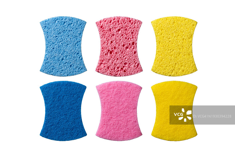 白色背景上的五彩清洁海绵百洁布图片素材