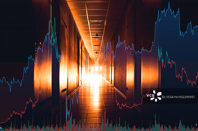 金融与股票交易概念：办公室背景上的经济数据图片素材