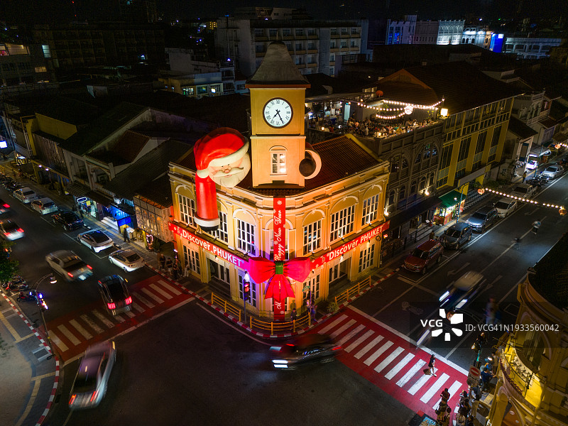 普吉岛圣诞节庆祝活动无人机航拍图片素材
