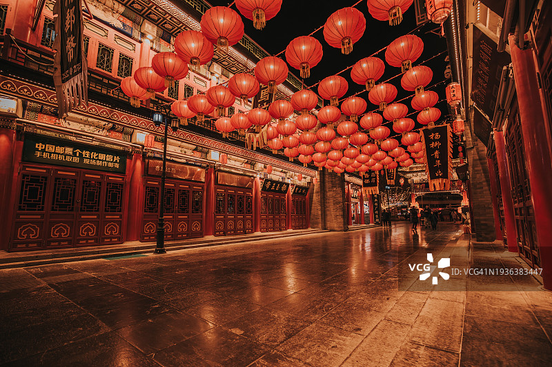 天津古文化街春节灯笼图片素材