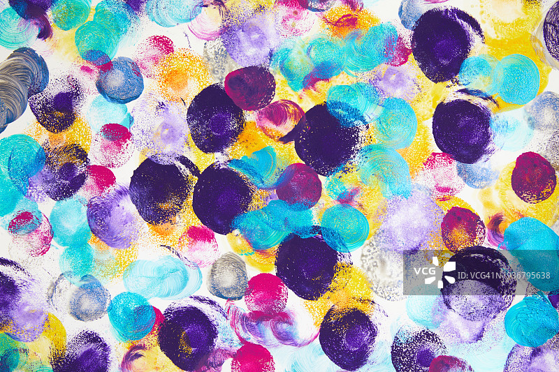 现代抽象模拟艺术纹理，彩色趣味圆圈手绘图案图片素材