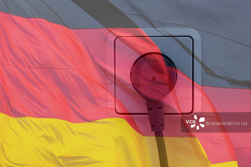 带有德国国旗覆盖层的插头和插座图片素材