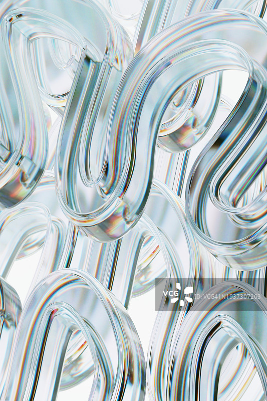 抽象波浪玻璃背景3D插画图片素材