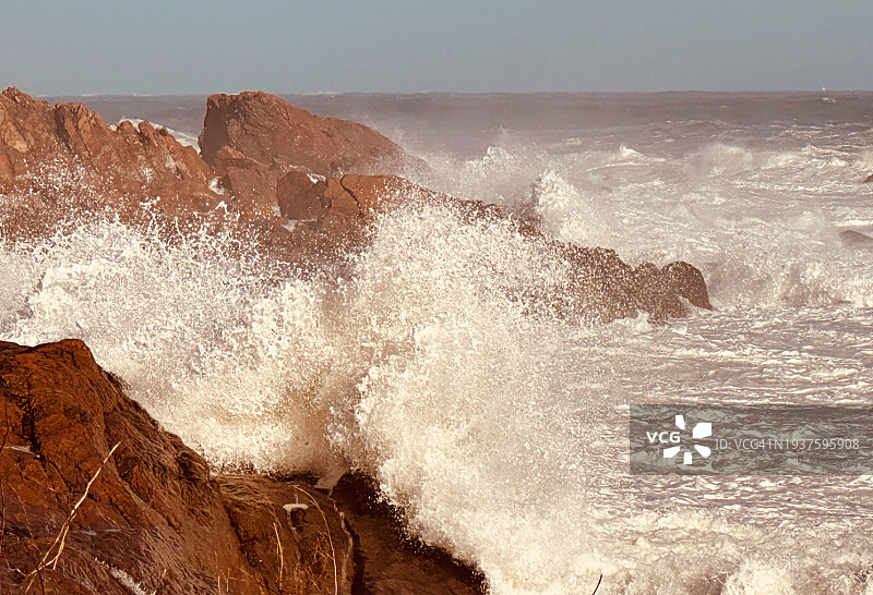 一月安角岩石海景图片素材