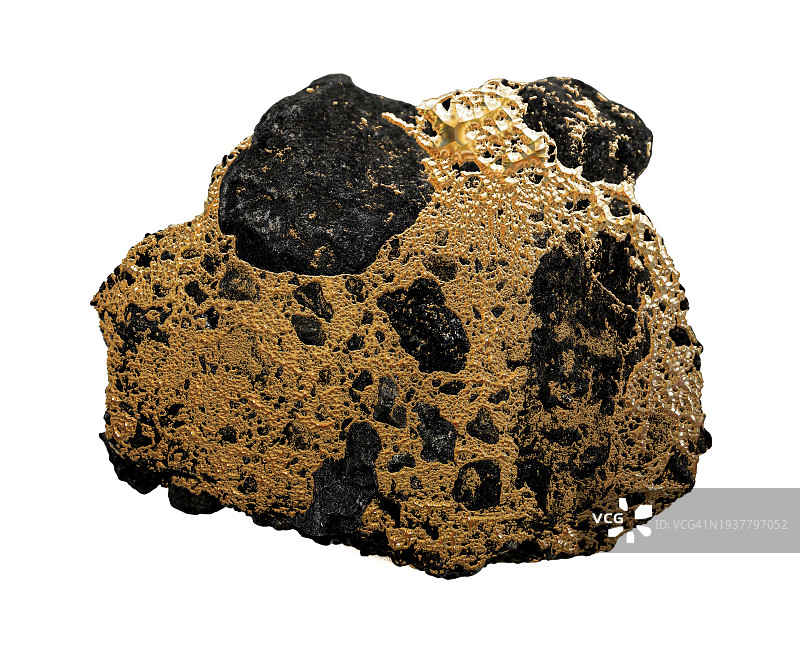 白色背景上的天然石材镶金图片素材