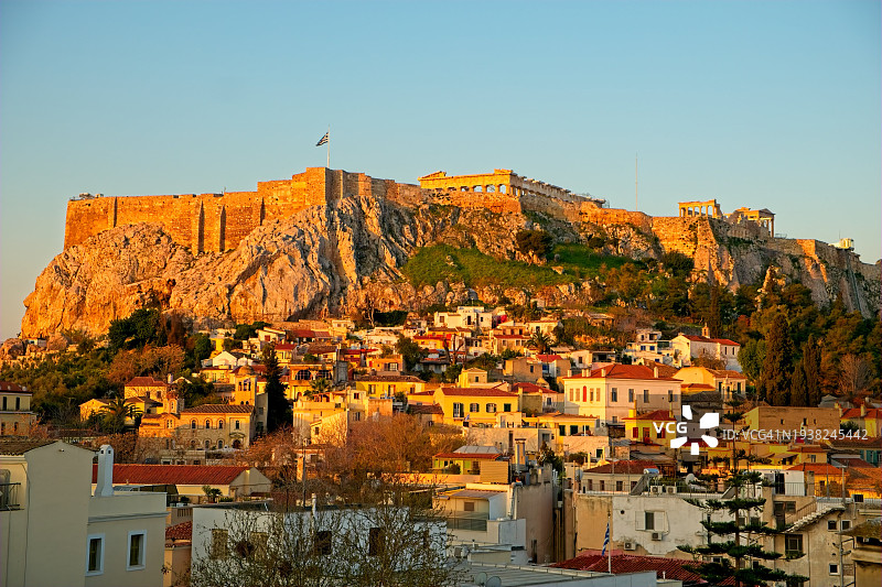 日出时分的希腊雅典卫城图片素材