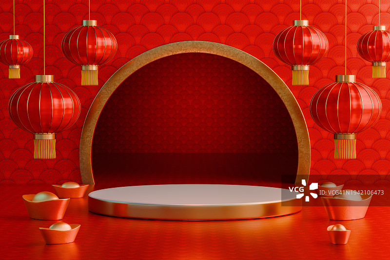 喜庆中国新年灯笼舞台背景图片素材