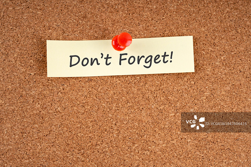 纸条上的文字：别忘记图片素材