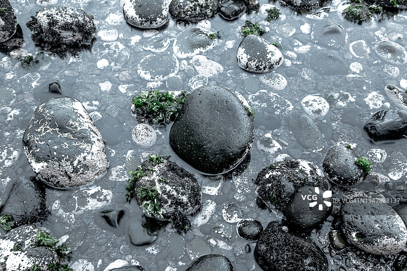 韩国济州岛石头海边海岸图片素材