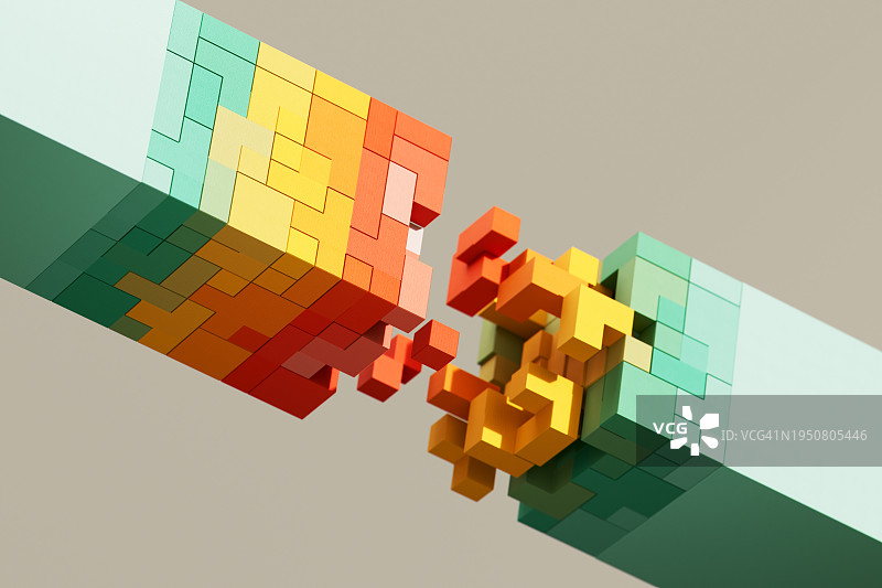 AI创新与云技术：充满活力的彩色未来主义立方体、数字网络流、数据立方体图片素材