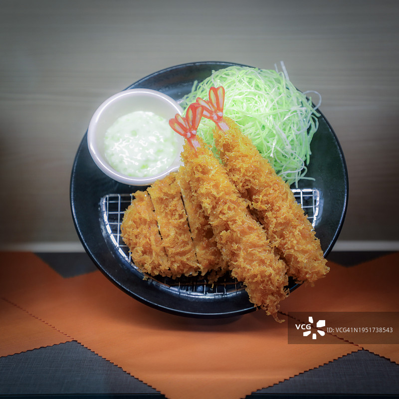 日式料理食物模型 - 猪排和炸虾图片素材