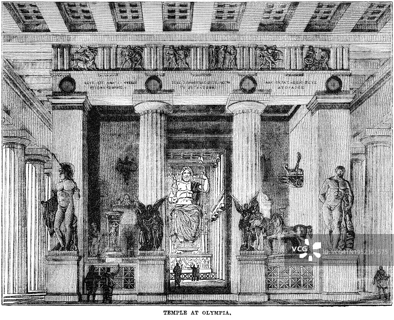 古罗马奥林匹亚朱庇特神庙视觉重建古版画图片素材