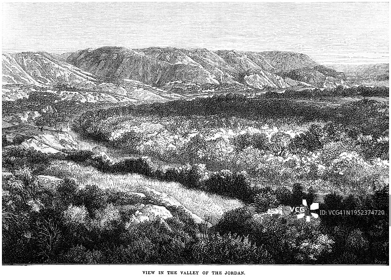 约旦河谷古版画插图图片素材