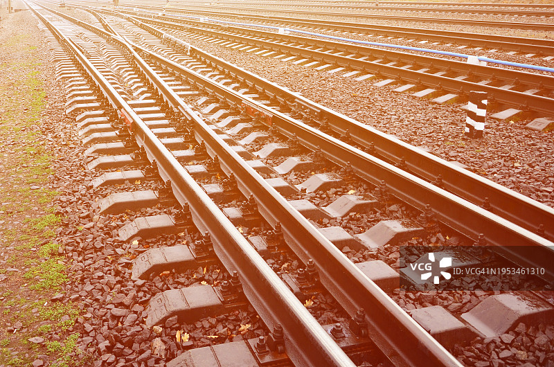 铁路轨道高角度视图图片素材