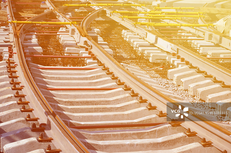 铁路轨道高角度视图图片素材