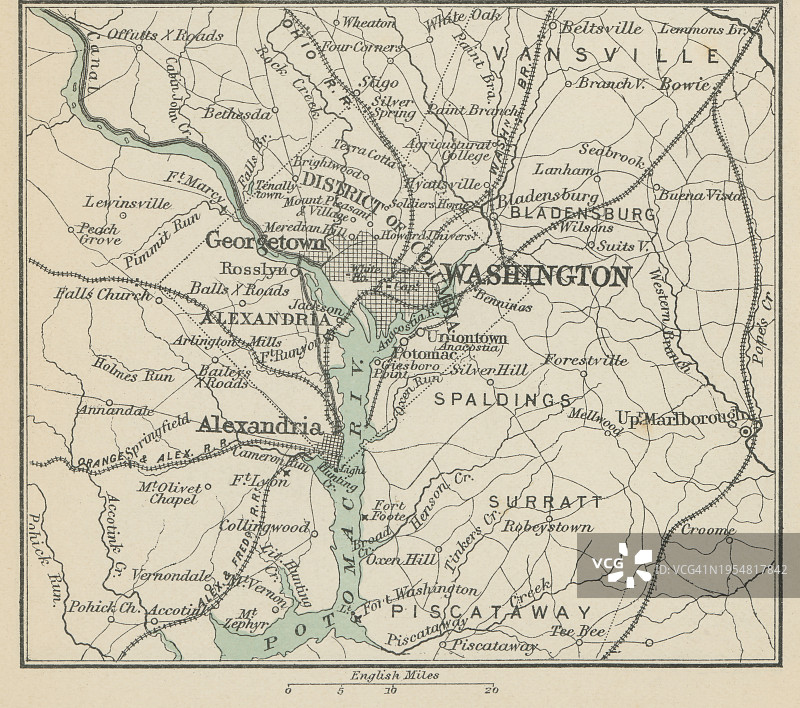 美国华盛顿市古旧地图图片素材