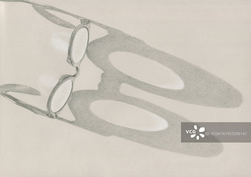 带有长阴影的眼镜插图图片素材