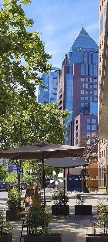 智利圣地亚哥拉斯孔德斯现代街区一景图片素材