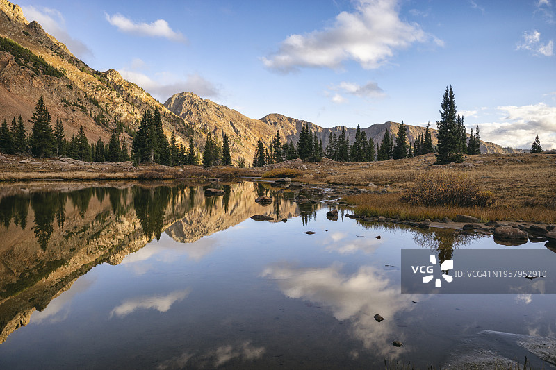 美国科罗拉多州雄鹰巢穴荒野中的阿尔卑斯湖图片素材