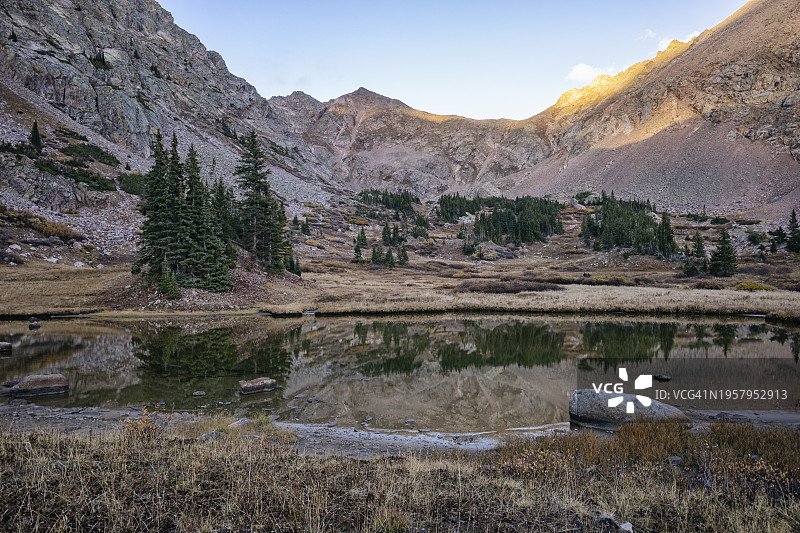 科罗拉多州雄鹰巢穴荒野中的高山湖泊图片素材