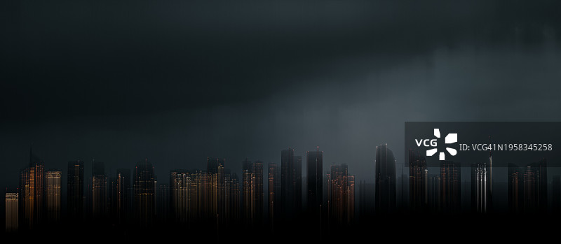 夜间城市灯光全景图片素材