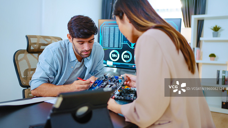 努力确保成功的年轻男女工程师图片素材