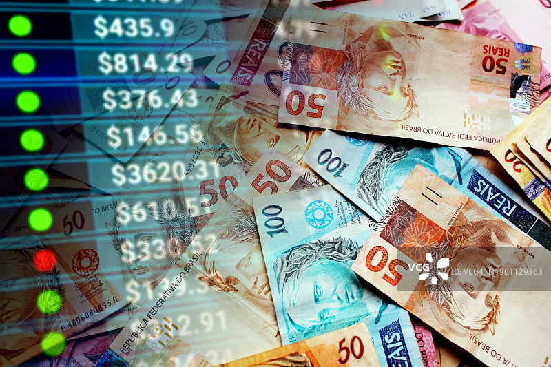 现金、真钞和股市指标图片素材