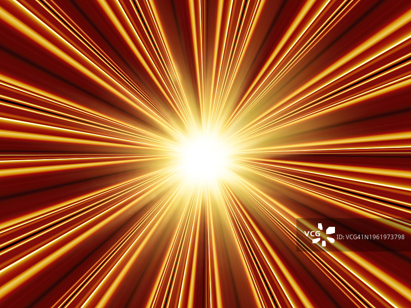 红色和黄色光爆炸的动态漩涡与消失点效果图片素材