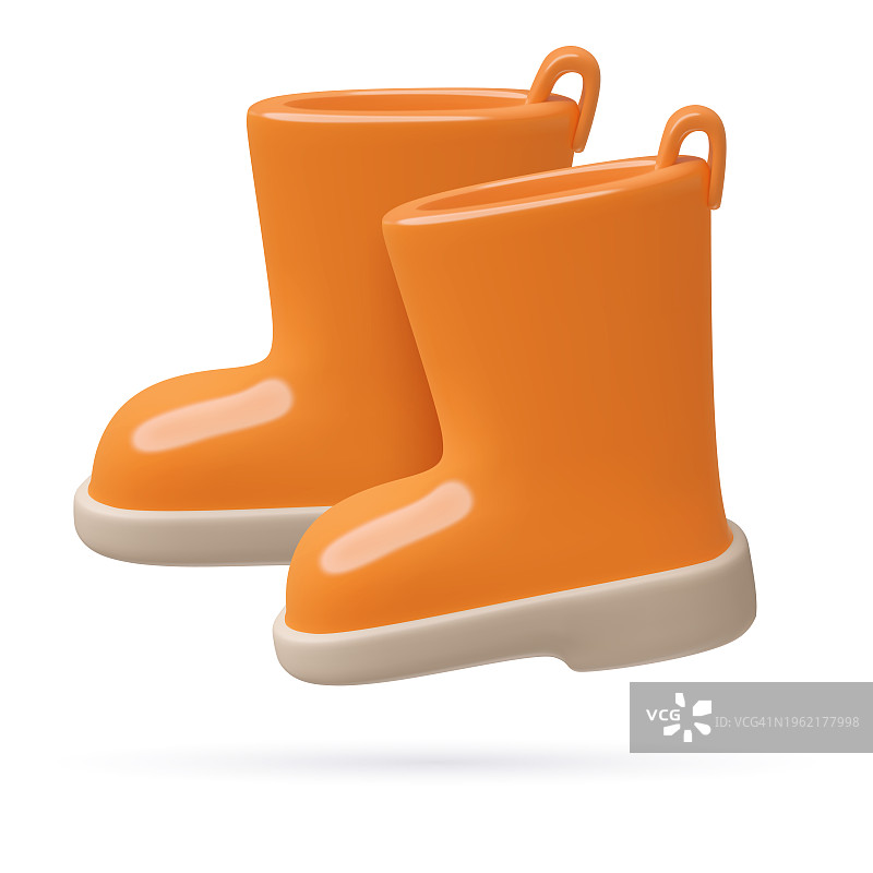 一双3D橡胶靴图片素材