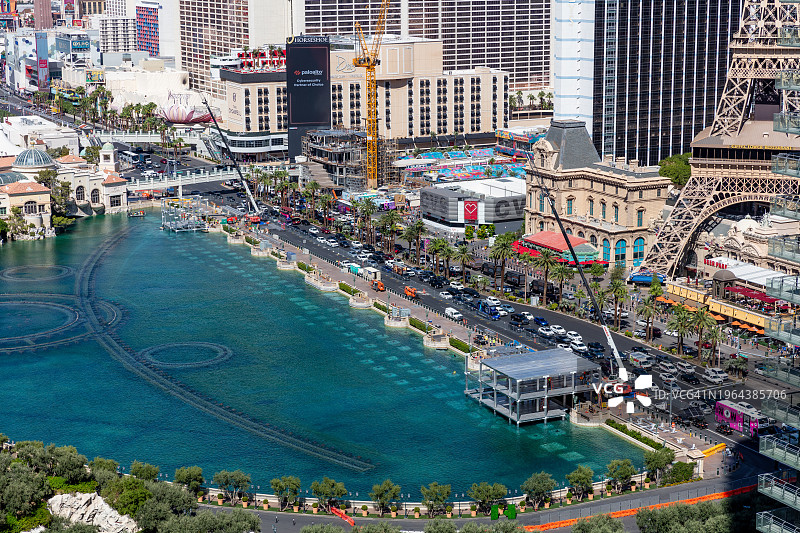 贝拉吉奥喷泉与一级方程式赛道施工现场图片素材