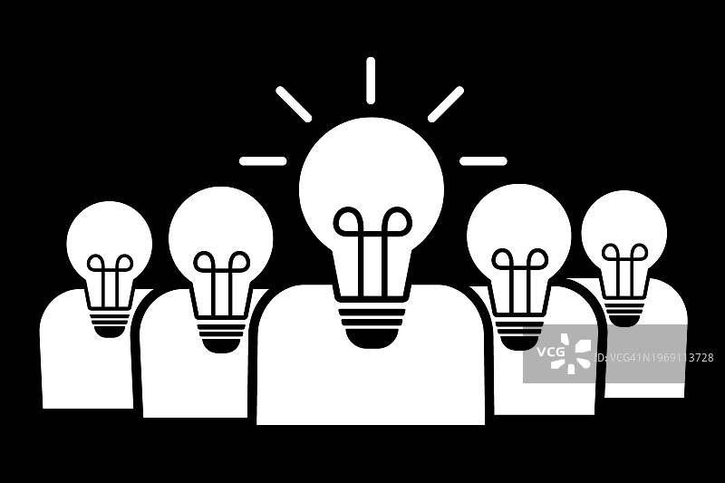 放置在空心人头形状中的灯泡图片素材