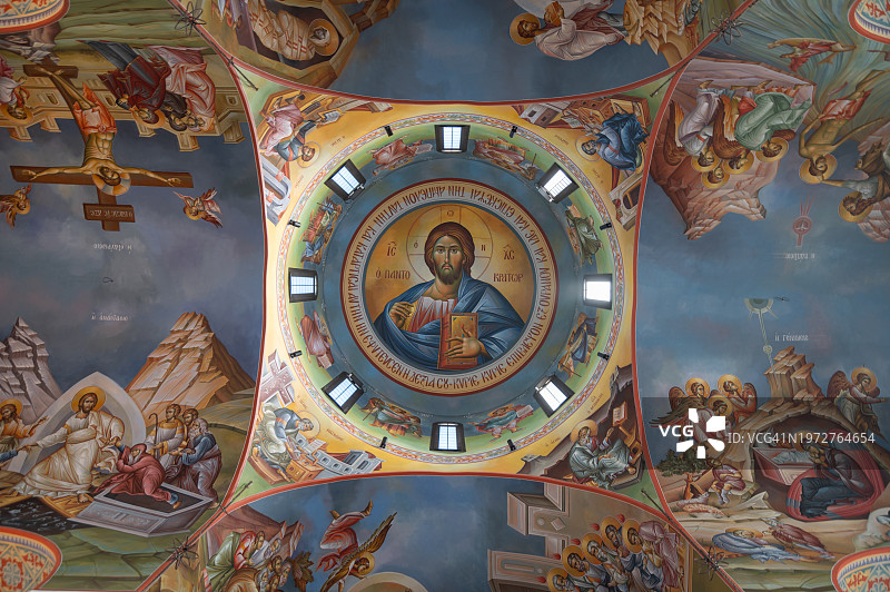 希腊东正教教堂的圆顶图片素材