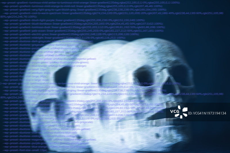 AI聊天机器人技术。带有文字的头骨图片素材