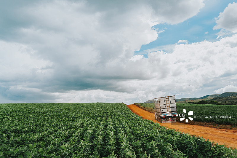 农场道路上的卡车图片素材