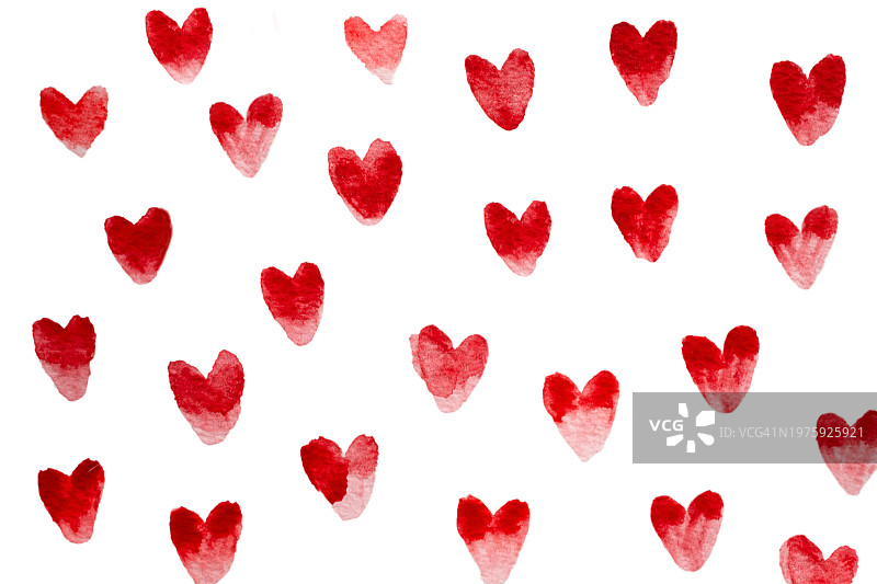 红色水彩手绘爱心图案图片素材