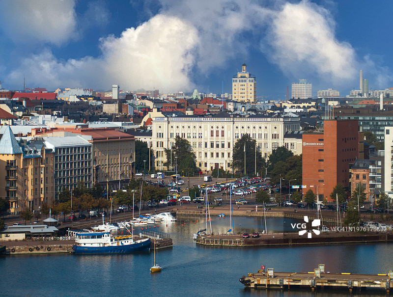 赫尔辛基天际线：希塔拉赫蒂鸟瞰图片素材