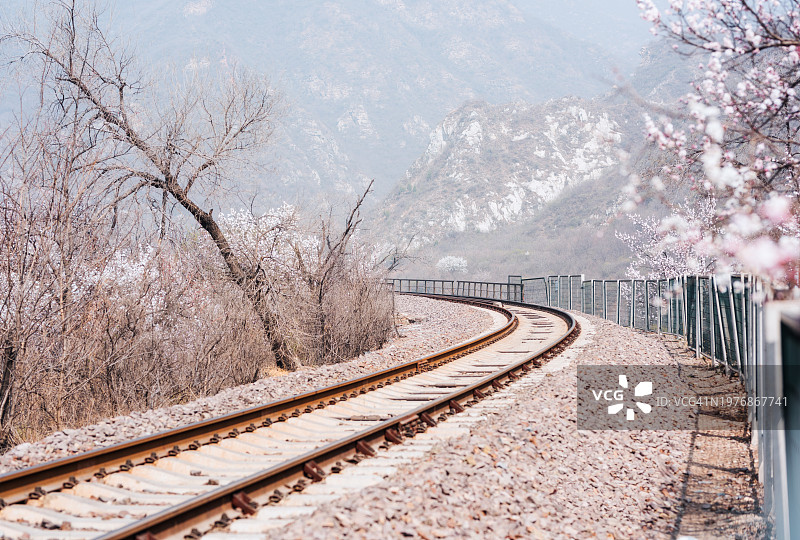 春景中的铁轨图片素材