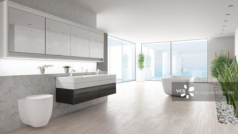 现代明亮的浴室内饰图片素材