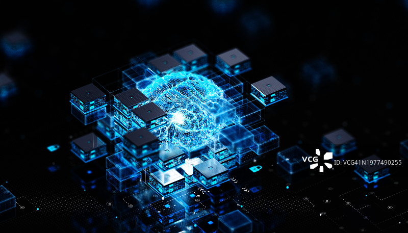 AI大脑处理器概念：大数据阵列图片素材